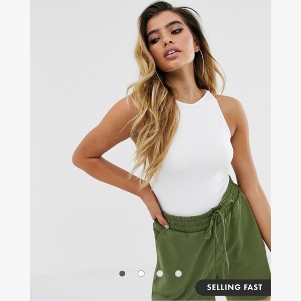 ASOS High Neck, Slash Neck Bodysuit in White